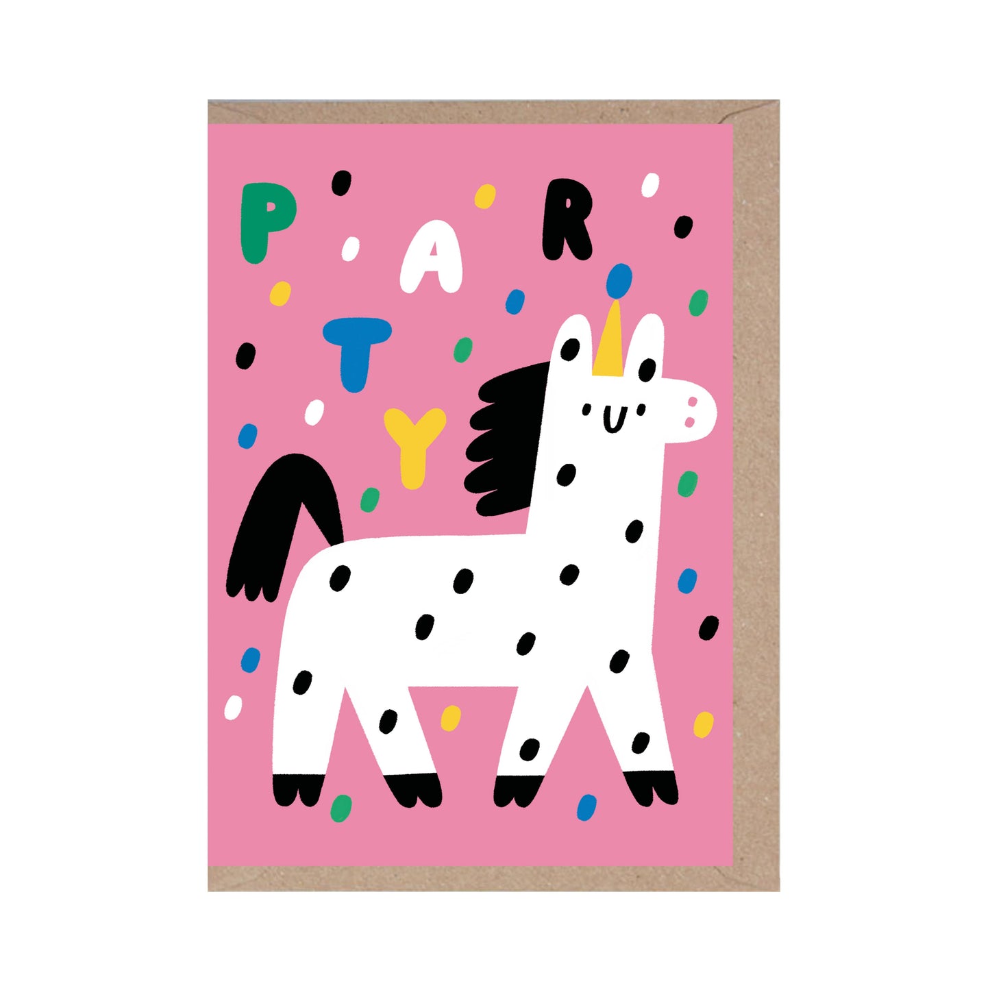 Party Animal- Birthday Card- Lama-Pink- Confetti- celebrate