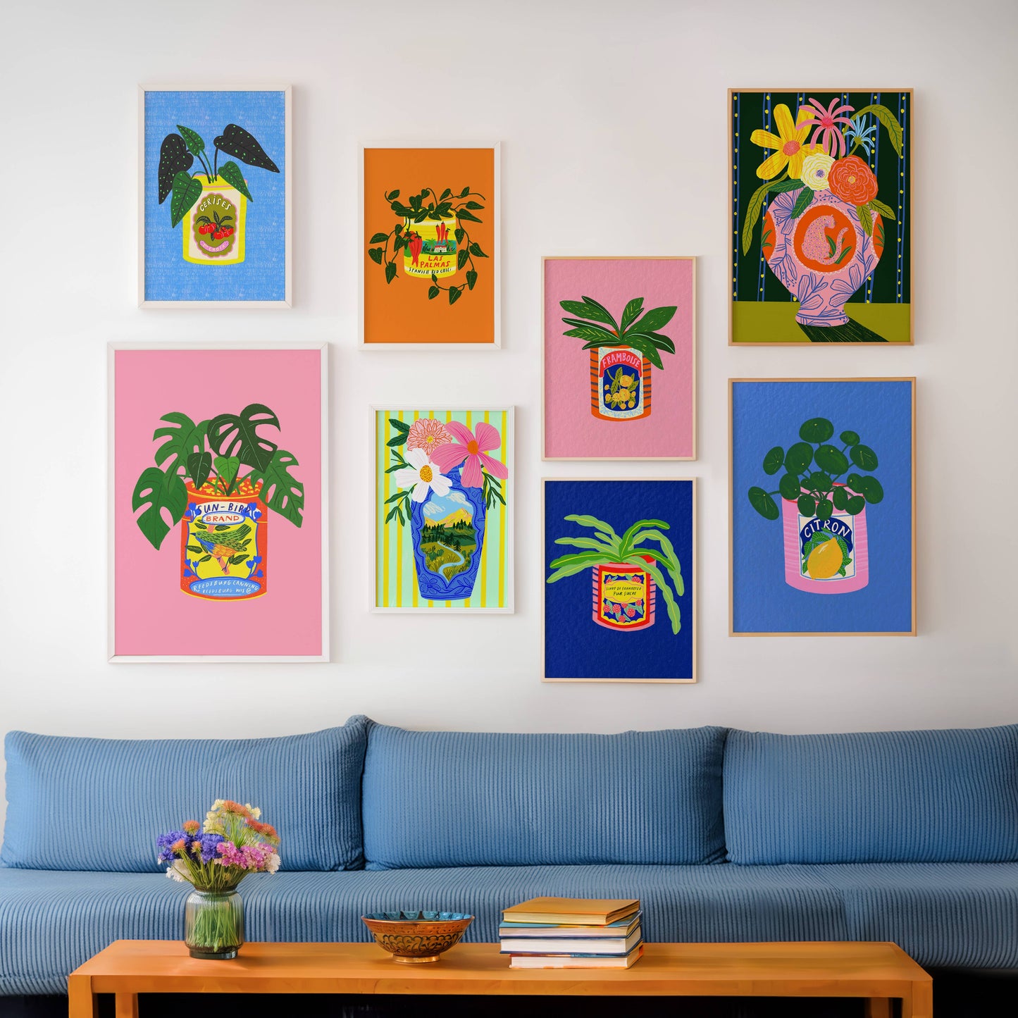 Hanging Pothos Plant and Vintage Las Palmas Tin Colourful Art Print