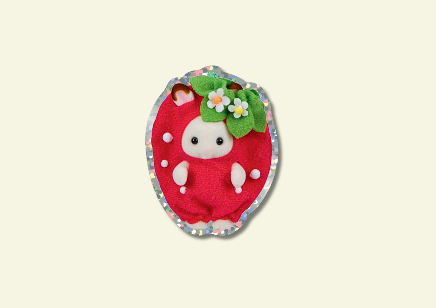 Strawberry Rabbit Glitter Vinyl Sticker