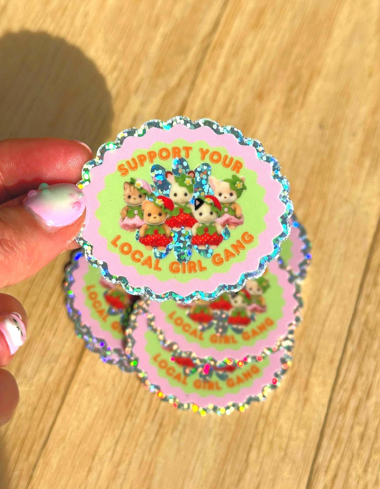 Girl Gang Vinyl Glitter Sticker | Cute Sylvanian Families