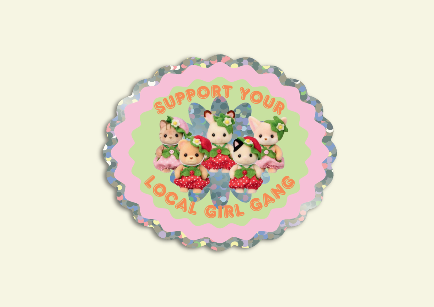 Girl Gang Vinyl Glitter Sticker | Cute Sylvanian Families