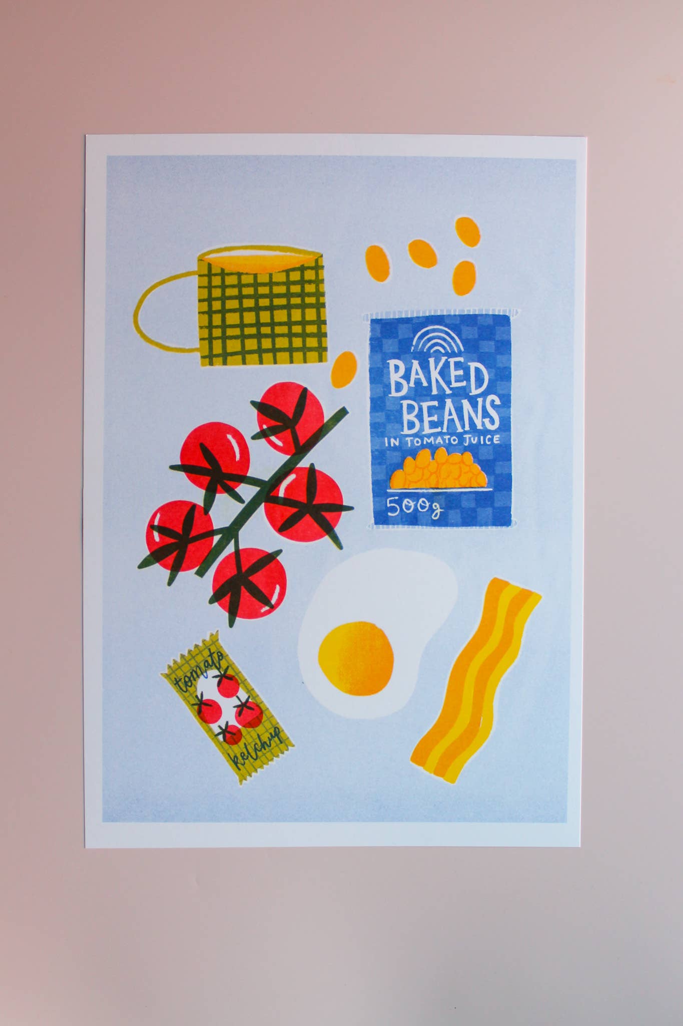 Breakfast fry up Risograph A4 print