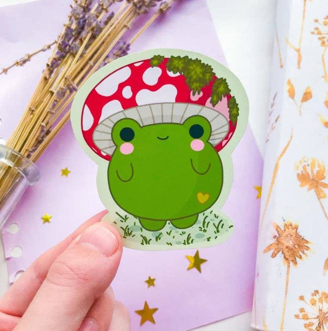 The Original Mushroom frog die cut sticker