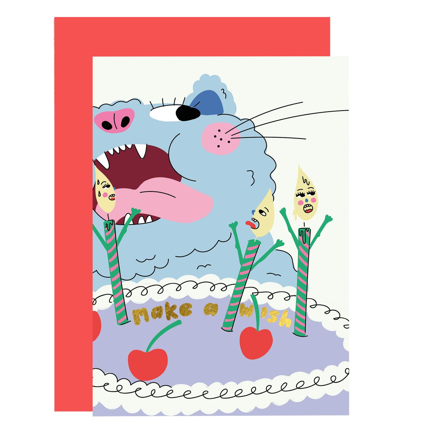 Make a wish - birthday card (gold foil finish)