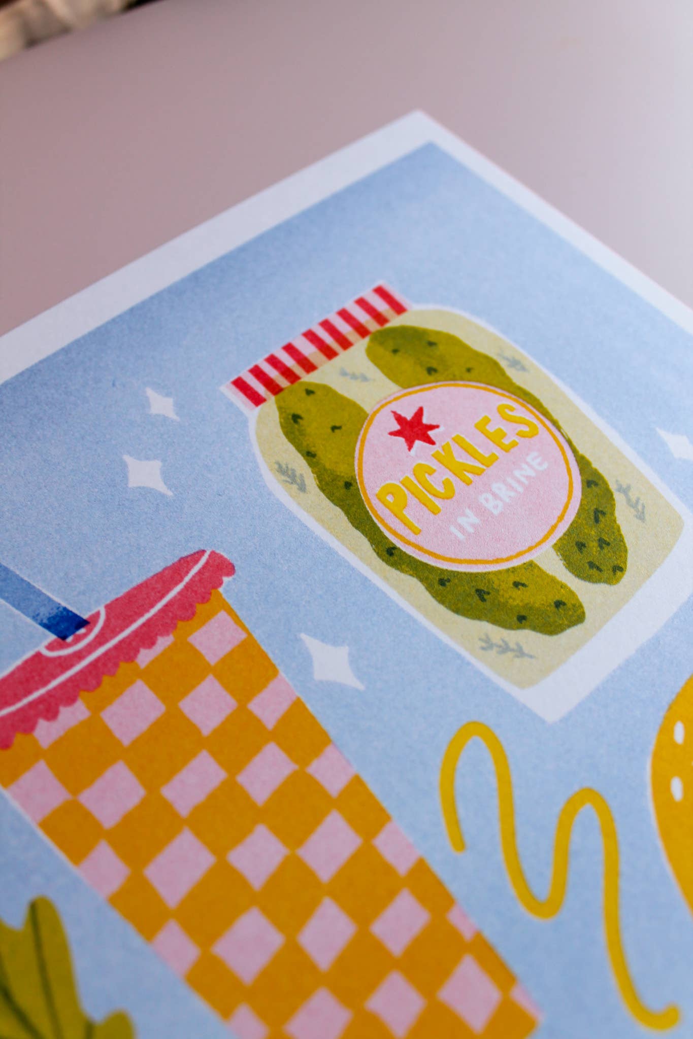 Burger and Fries Risograph A4 print