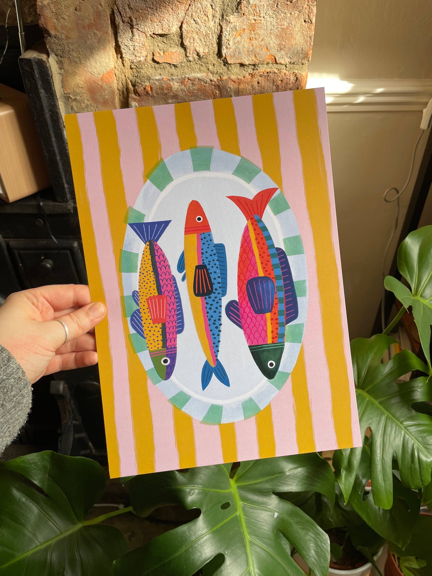 Fish on a plate A4 digital print