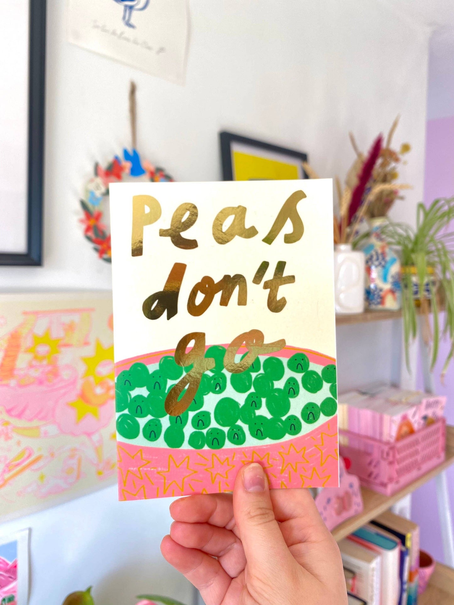 Peas Don’t Go Funny Leaving Greetings Card