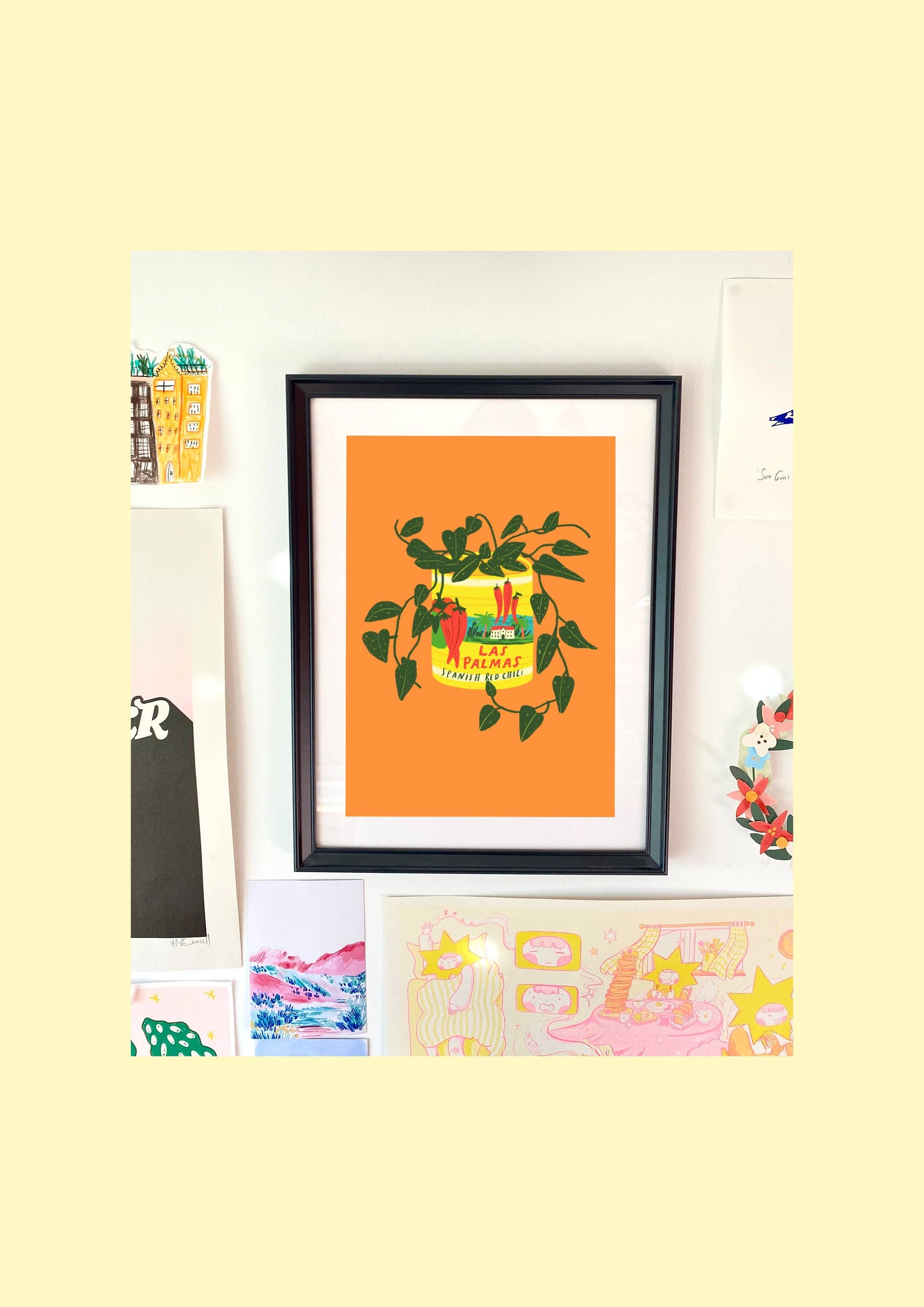 Hanging Pothos Plant and Vintage Las Palmas Tin Colourful Art Print
