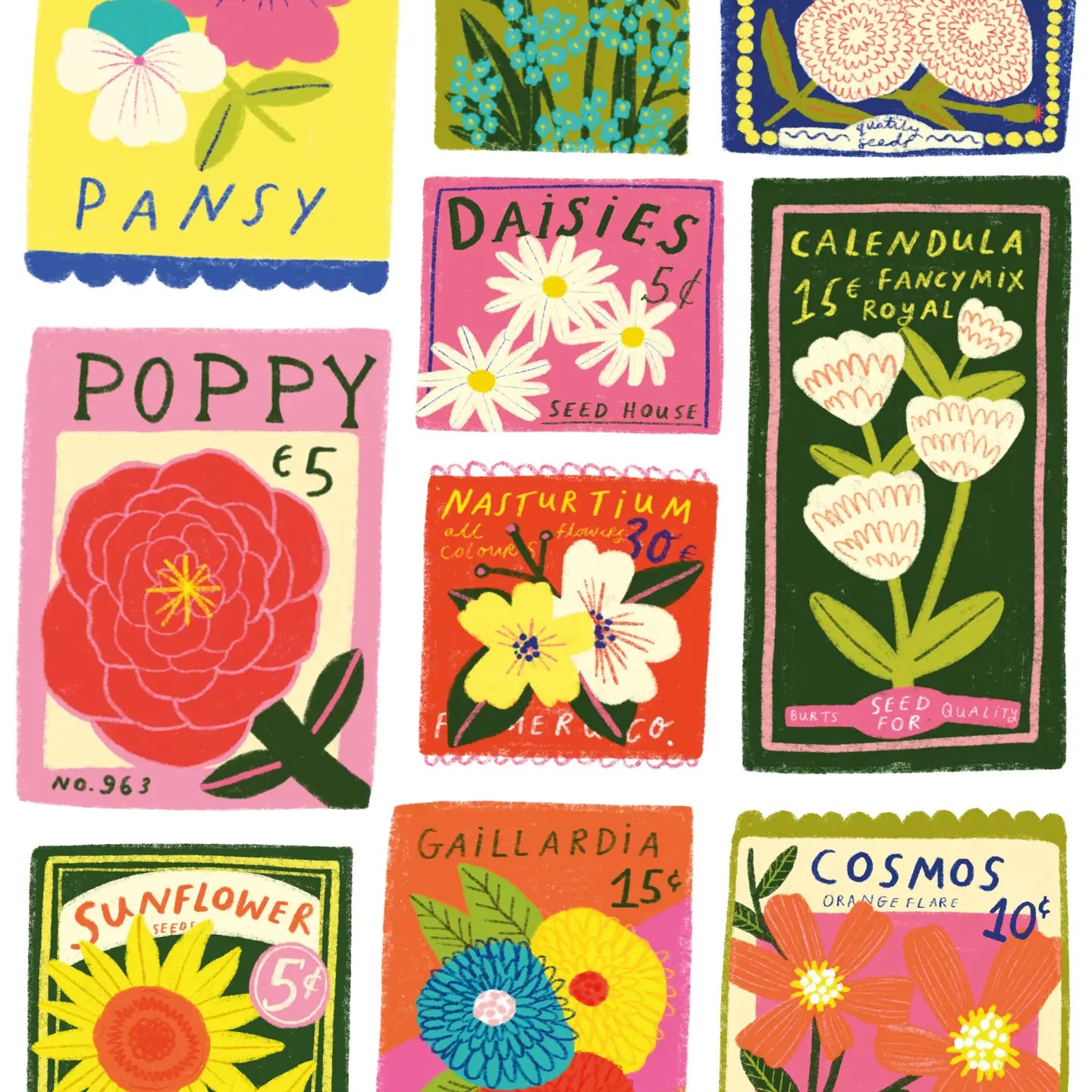 Happily Puzzles - Seeds - Flower Packets - 1,000 Piece Premium Puzzle