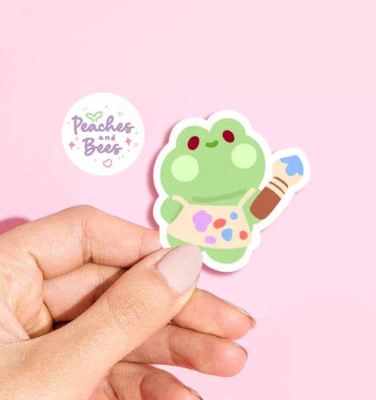 Art class frog painting die cut sticker