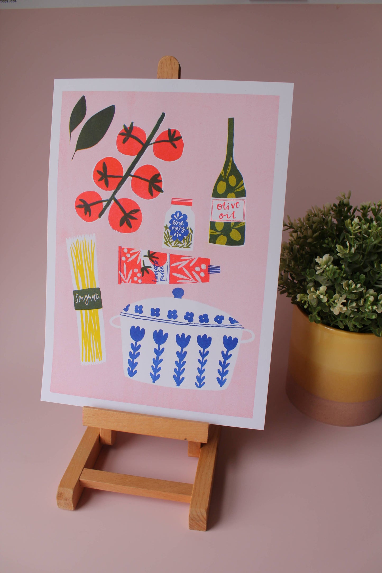Pasta Making Risograph Print A4