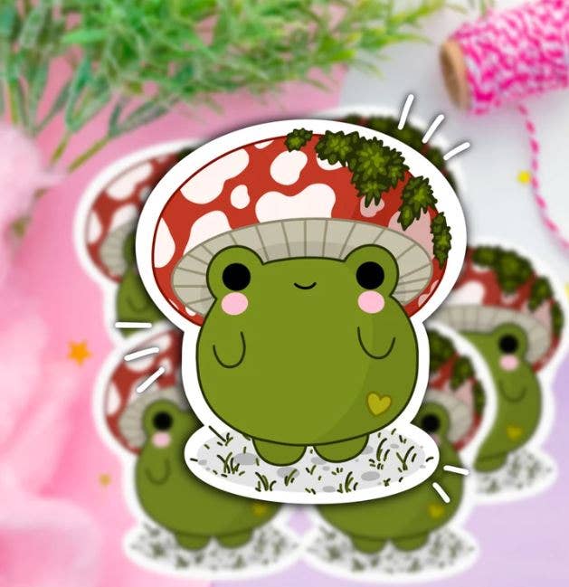 The Original Mushroom frog die cut sticker