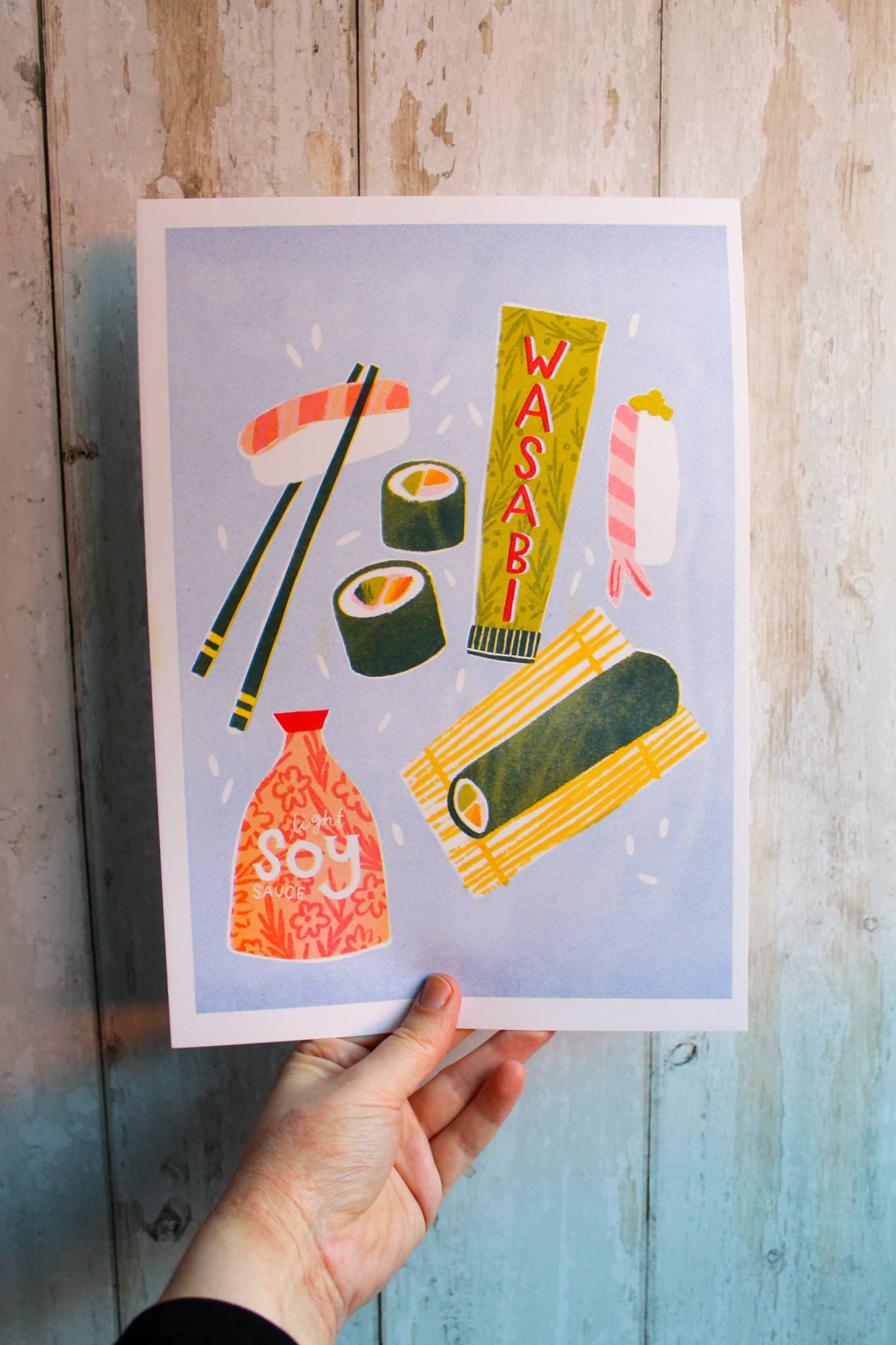 Sushi Risograph A4 print