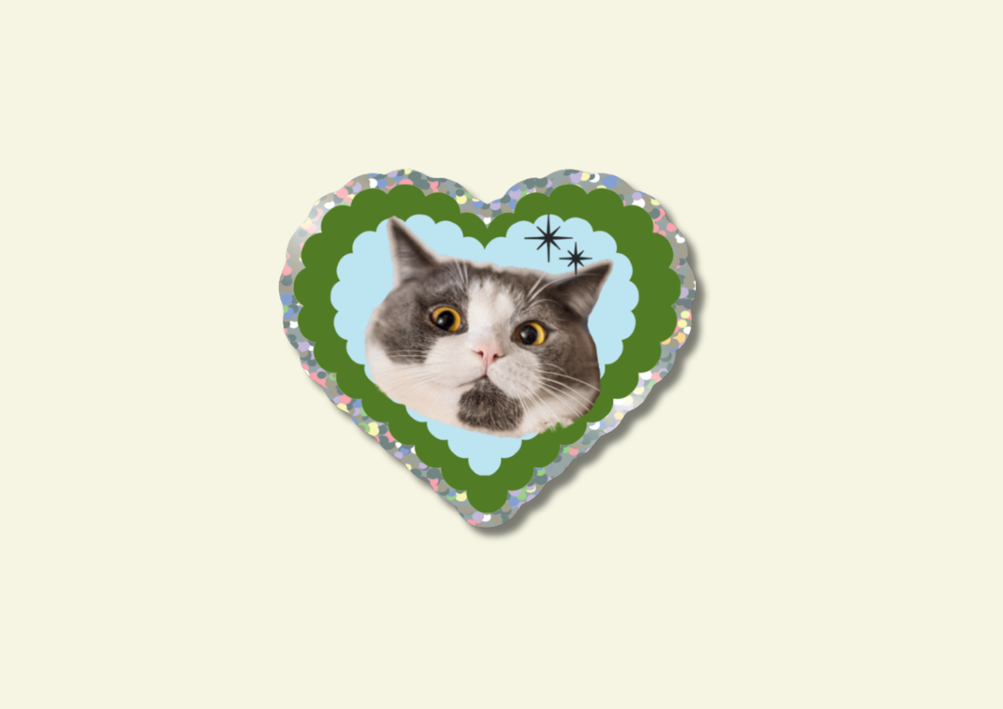 Love Cat Glitter Vinyl Sticker