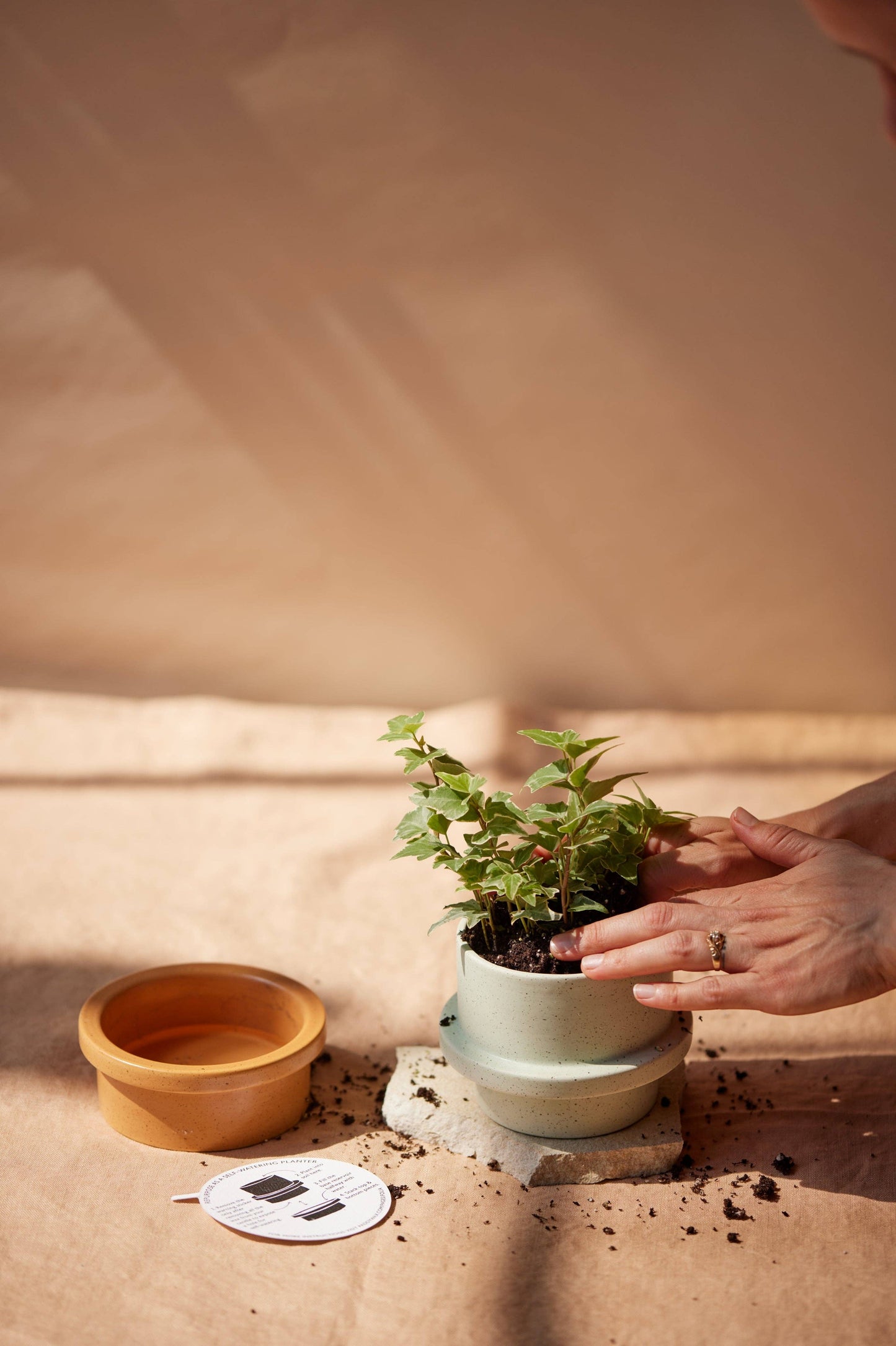 Ceramic Candle Planter - Sea Salt + Sage