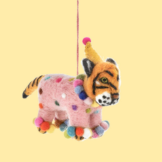 Handmade Felt Fiesta Tiger Hanging Decoration