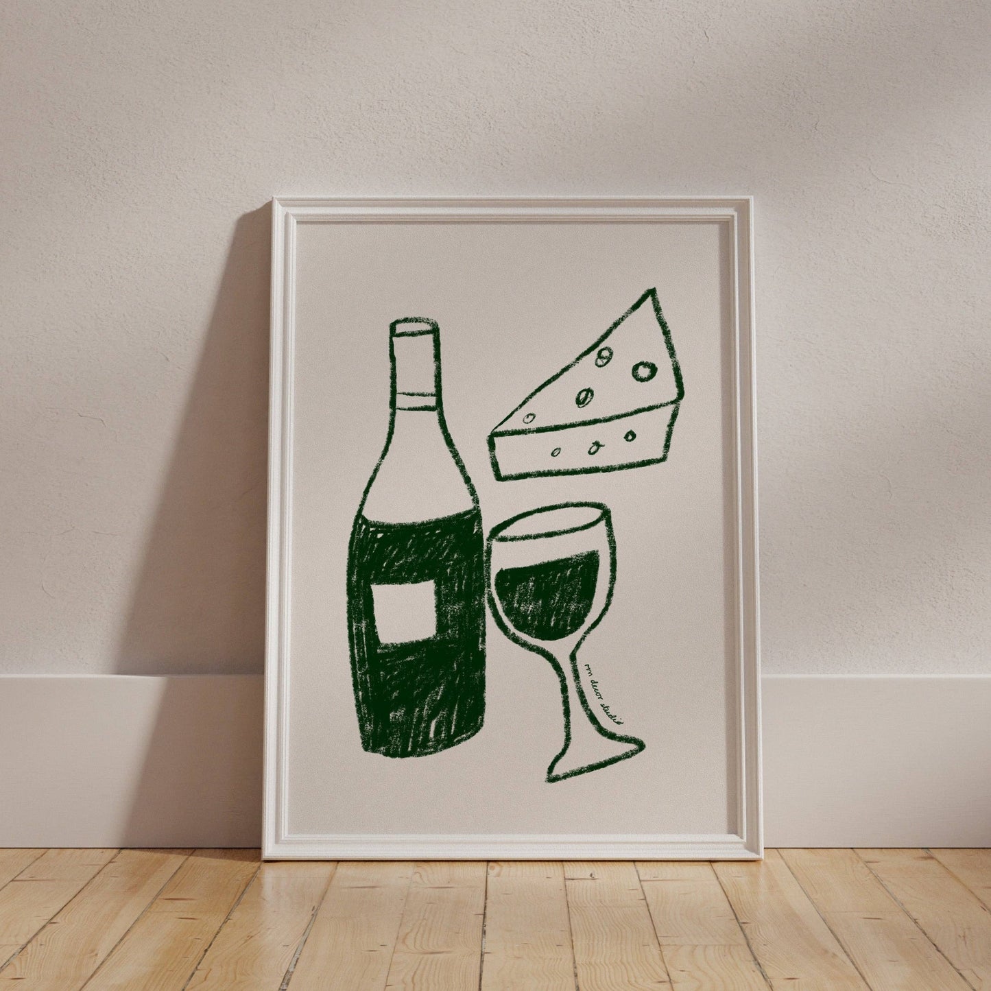 Wine & Cheese Print: A3