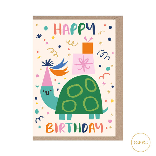 Turtle Happy Birthday Card - Animal - Kids - Children's card