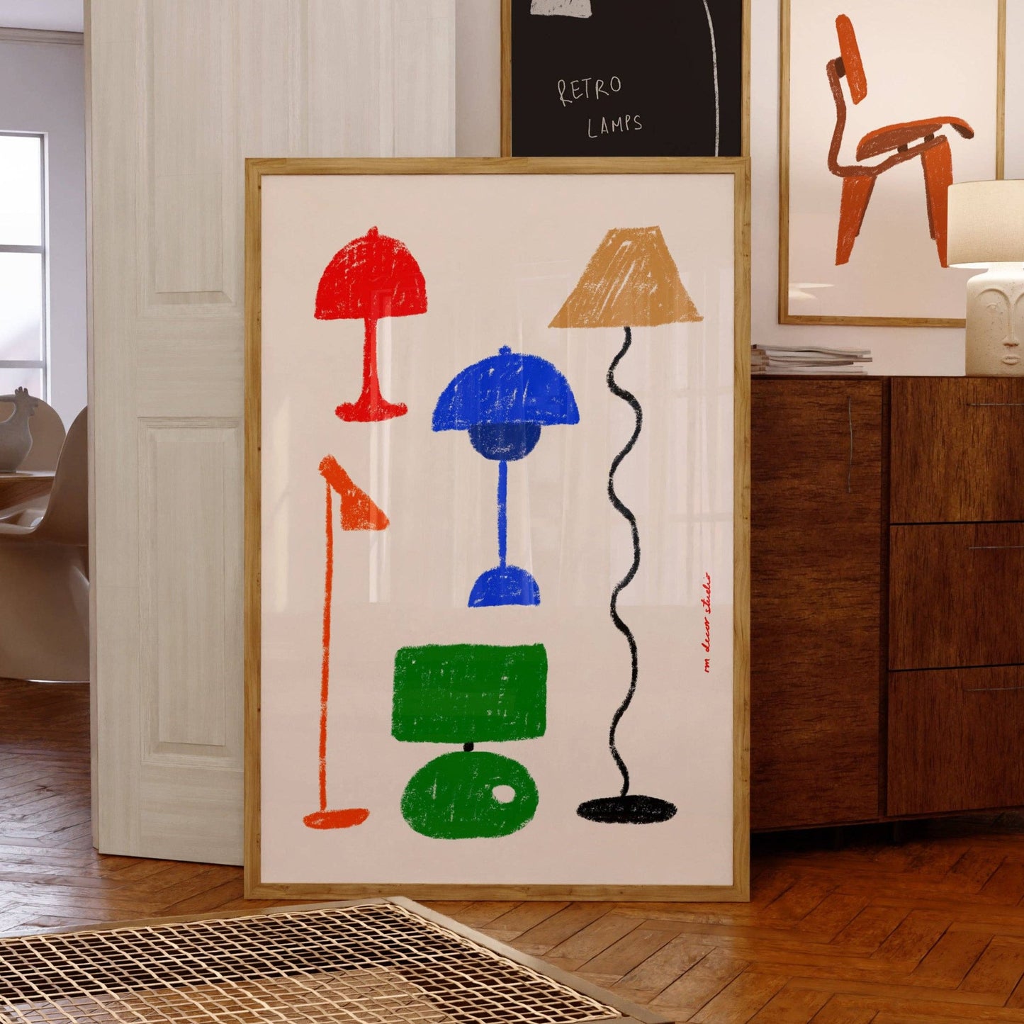 Retro Furniture Series - Lamps Print 1: A3