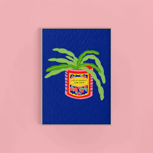 Cacti Plant and Vintage Framboise Tin Colourful Art Print