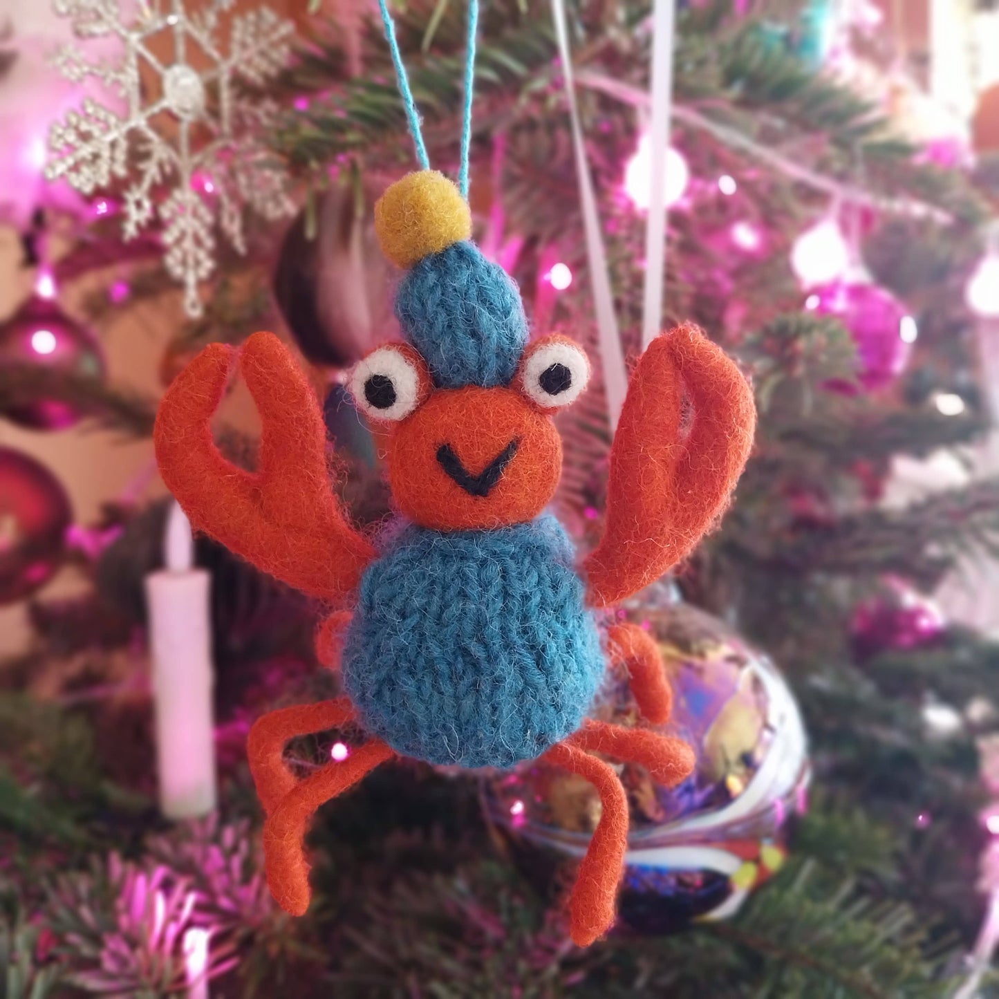 Handmade Felt Sammy Snowcrab Christmas Crab Decoration