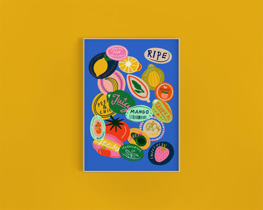 Fruit Stickers Collection Art Print