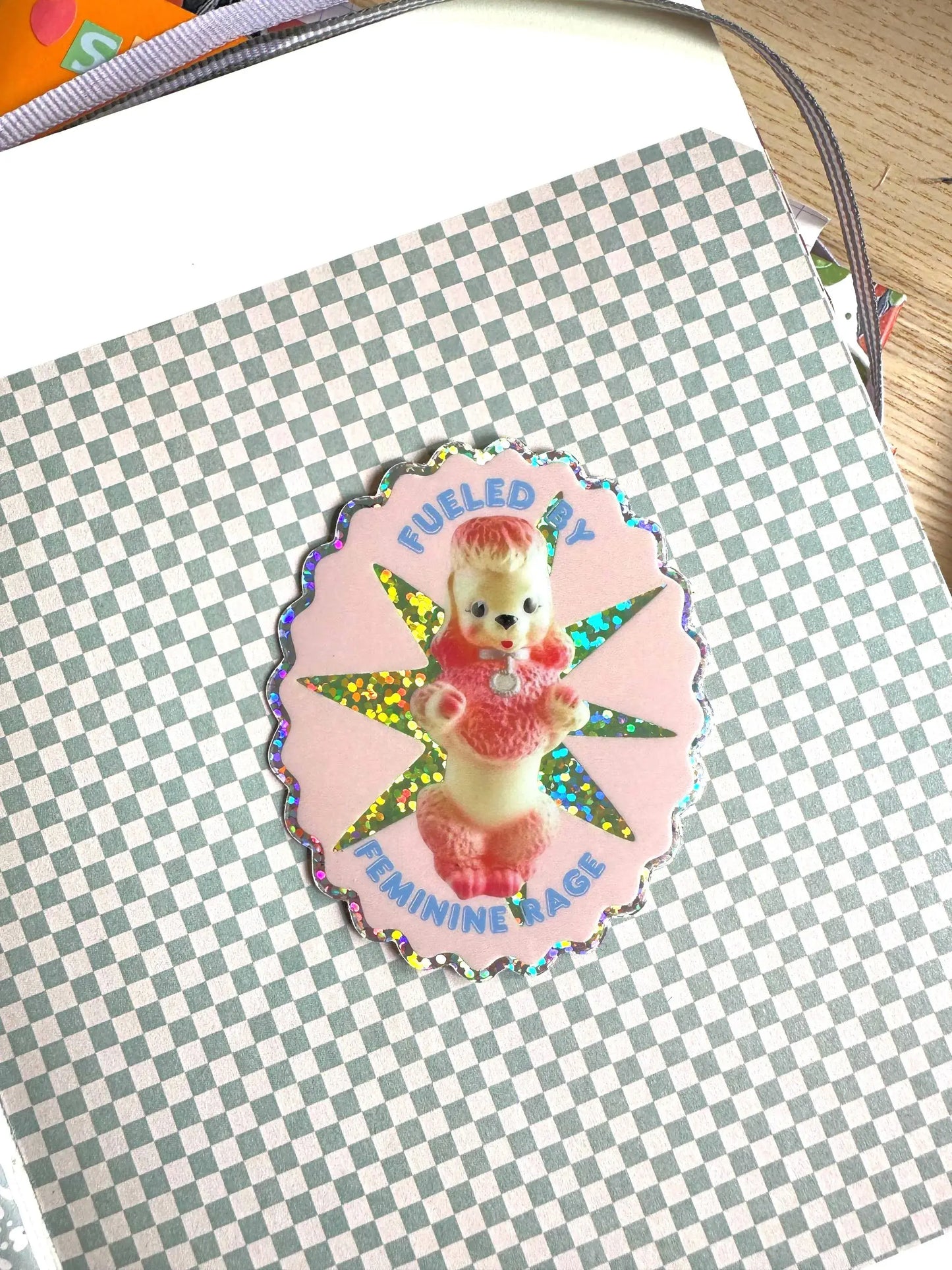 Fueled By Feminine Rage Poodle Vinyl Glitter Sticker 