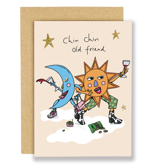 Birthday card- Chin chin- gold foil (NEW)