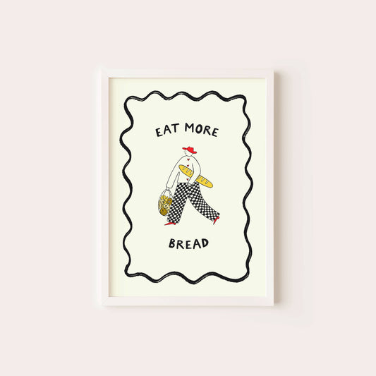 Eat More Bread Art Print | Kitchen Art | Bread Print