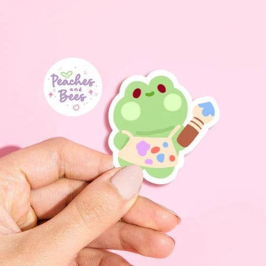 Art class frog painting die cut sticker