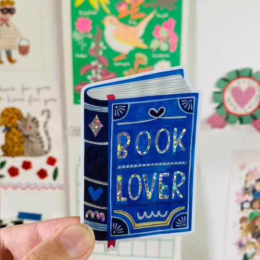 BOOK LOVER glitter sticker