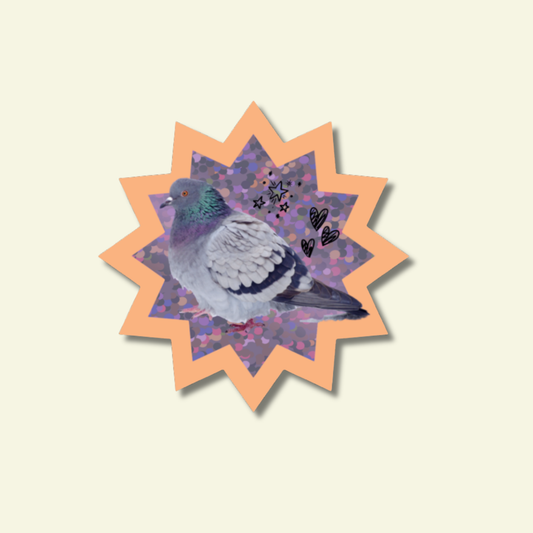 Disco Pigeon Glitter Vinyl Sticker