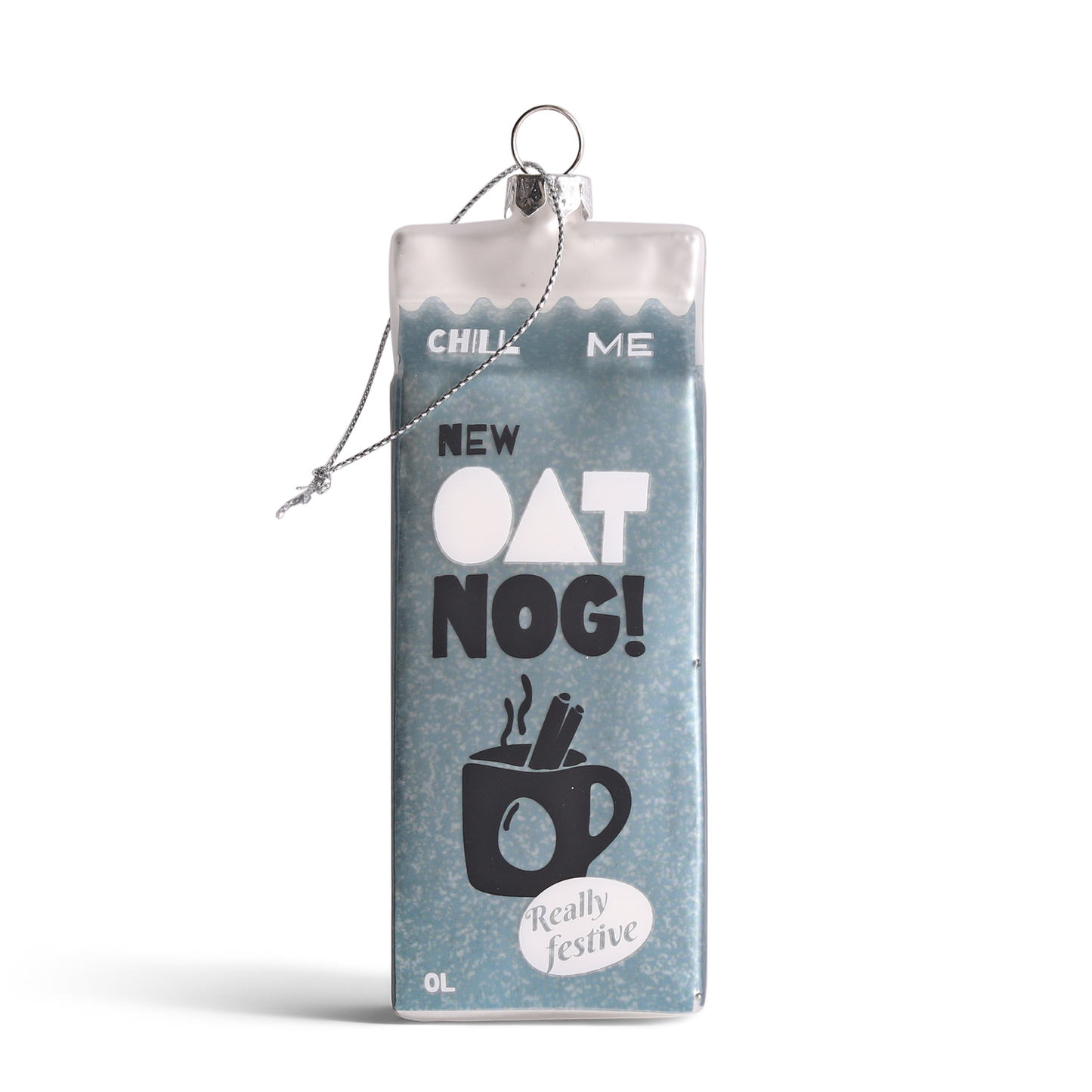 Oat Nog Glass Decoration, 13cm