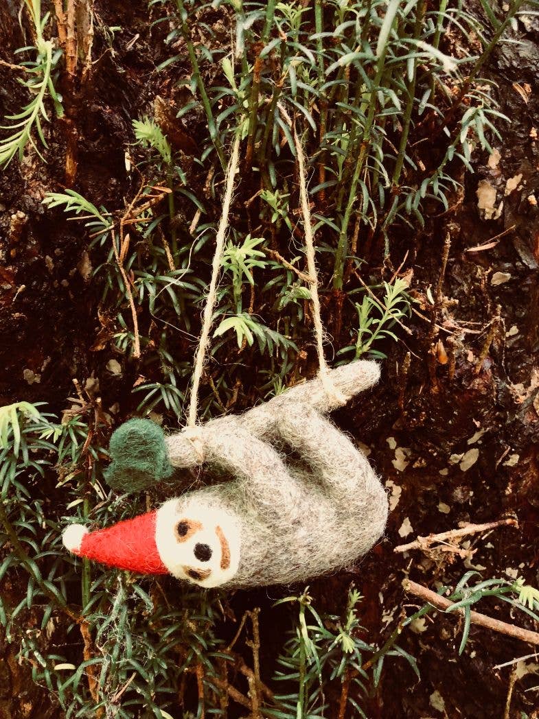 Handmade Felt Biodegradable Christmas Sloth Tree Hanging