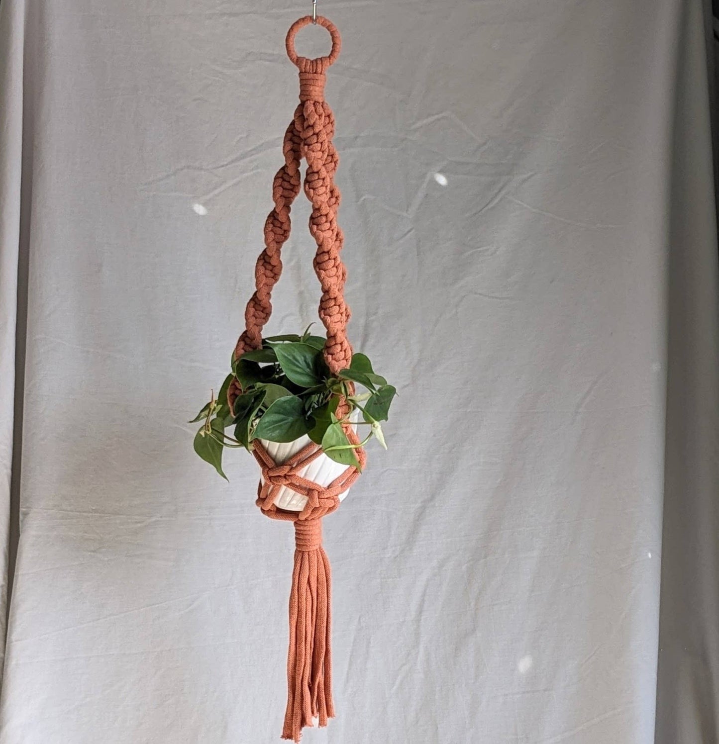 Marshmallow Macrame Plant Hanger | Made From Recycled Cotton: Terracotta