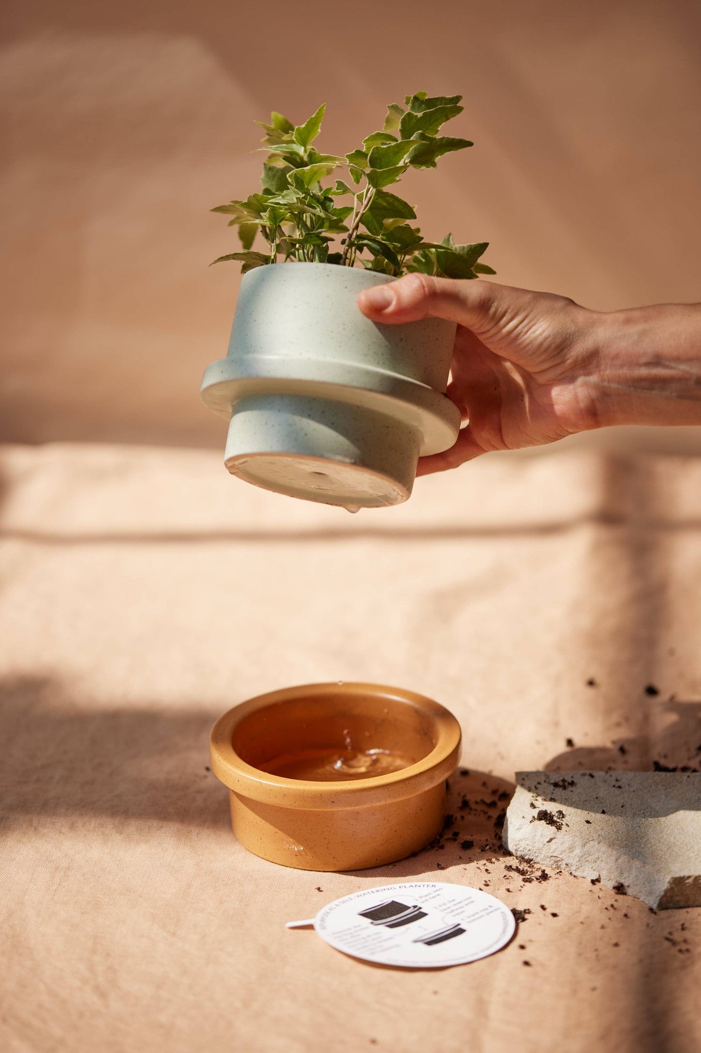 Ceramic Candle Planter - Sea Salt + Sage