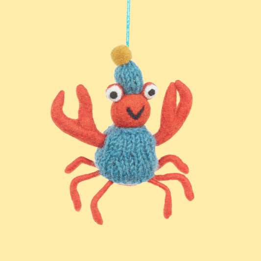 Handmade Felt Sammy Snowcrab Christmas Crab Decoration