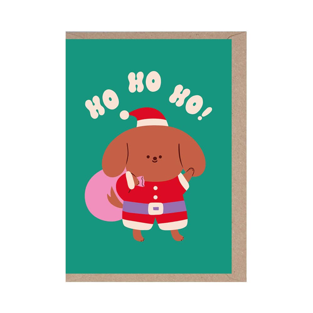 Ho Ho Ho - Dog Themed Christmas Card - Happy Holidays - Xmas