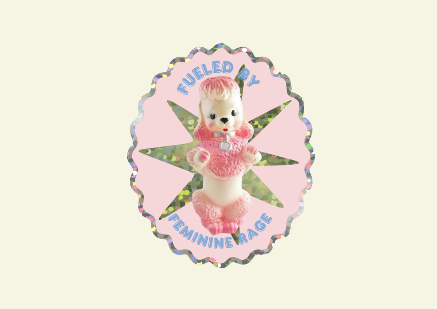 Fueled By Feminine Rage Poodle Vinyl Glitter Sticker 