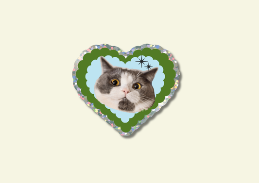 Love Cat Glitter Vinyl Sticker 
